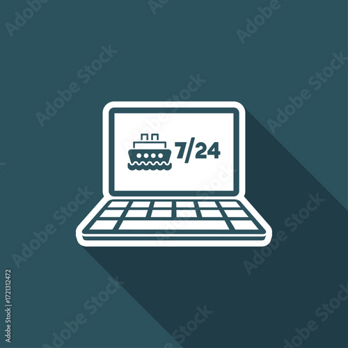 Ship travel booking agency website - Vector flat icon