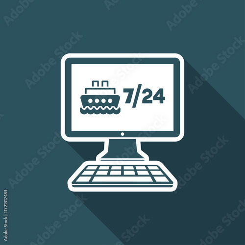 Ship travel booking agency website - Vector flat icon