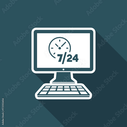 Web services 7/24 fulltime - Vector flat icon