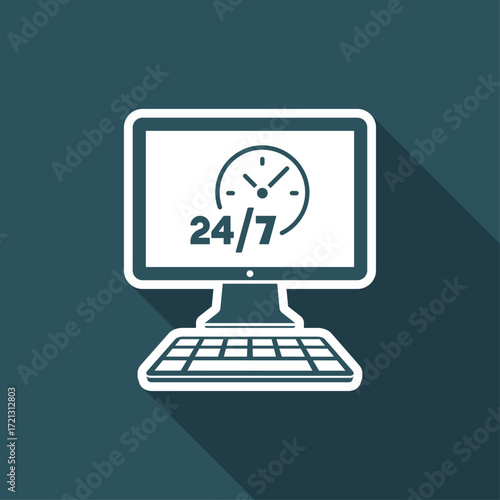 24/7  ful time web services - Vector flat icon