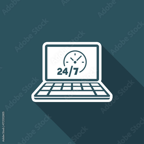 24/7  ful time web services - Vector flat icon