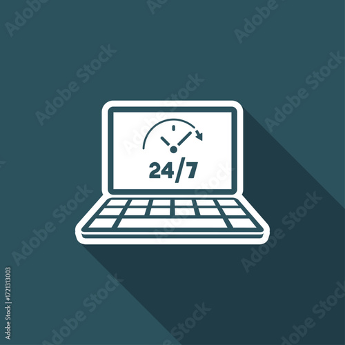 24/7  ful time web services - Vector flat icon