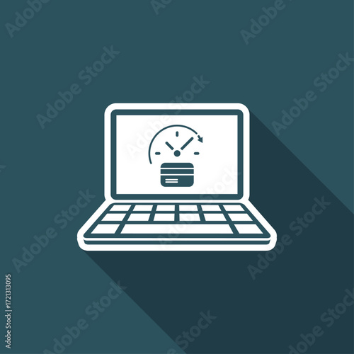 Full time credit card service - Vector flat icon