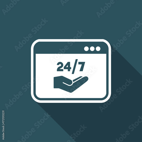 Computer assistance support 24/7 - Vector flat icon