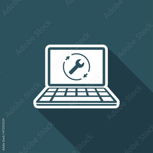 Full computer repair assistance - Vector flat icon