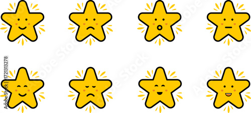 Collection of cartoon stars expressing various emotions and feelings