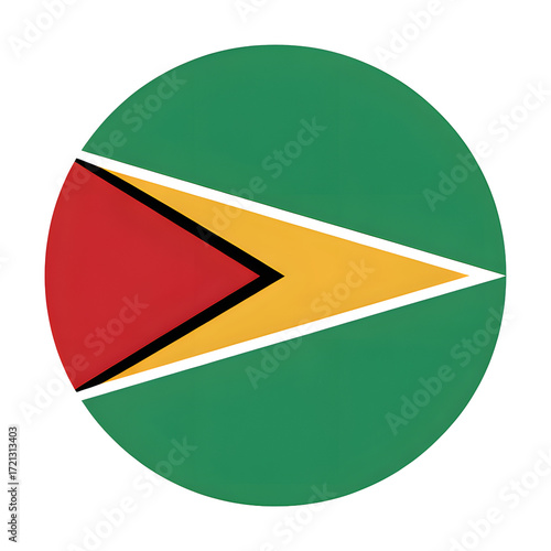 Free Download Guyana flag design in a circle, perfect for travel branding, cultural projects, and global business presentations - GFXLoad
