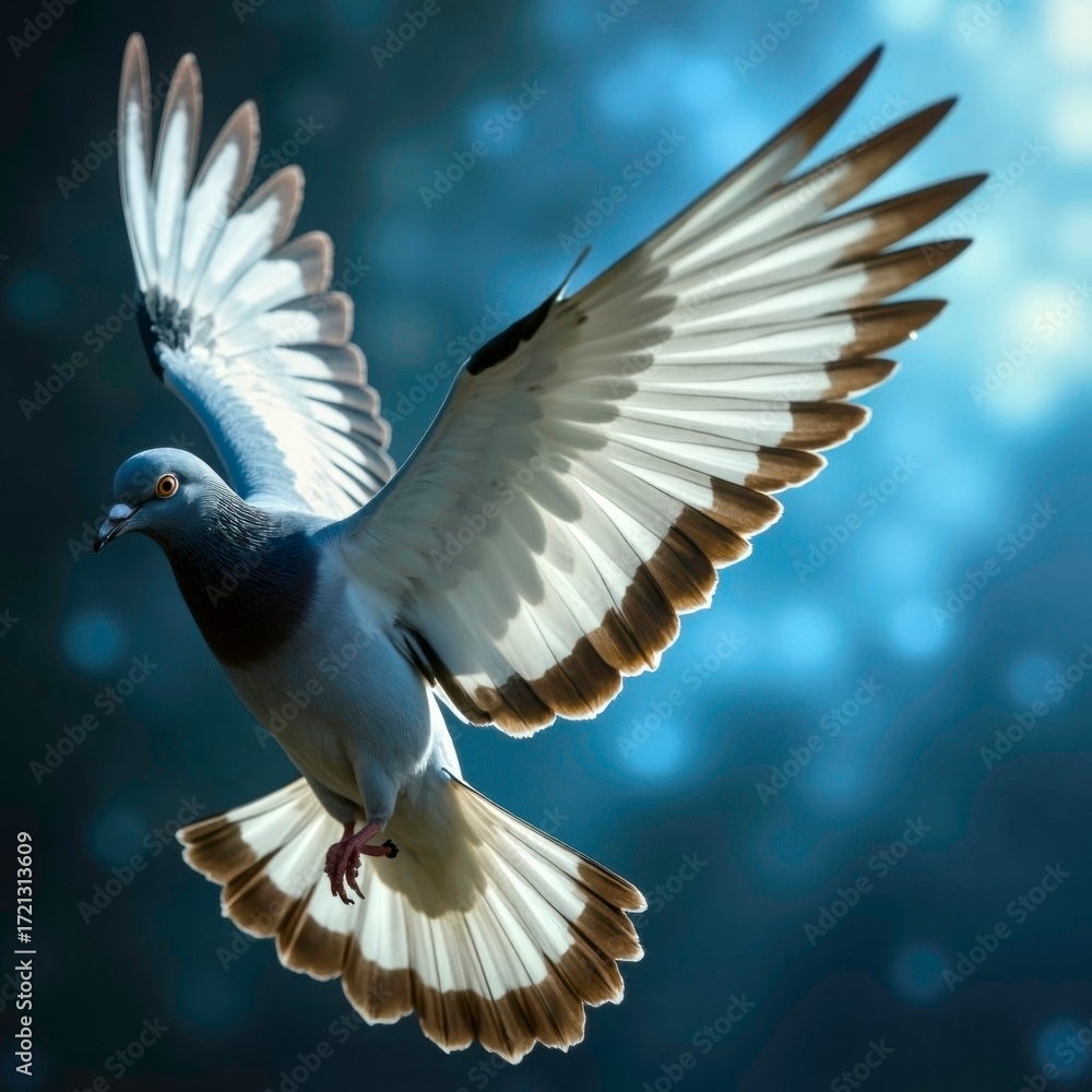 Fototapeta premium Blue Flying Bird Art Image