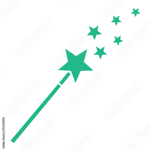 Vector art of a magic wand with stars, representing fantasy