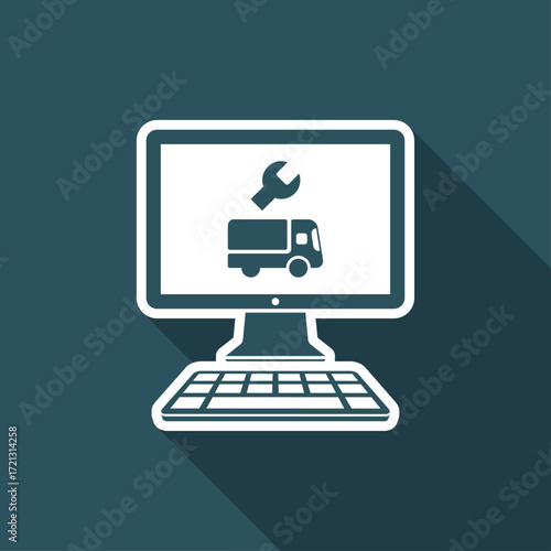 Online truck assistance - Vector flat icon