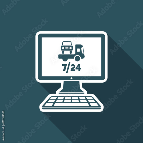 Road car assistance online - Vector flat icon