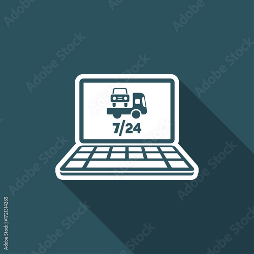 Road car assistance online - Vector flat icon