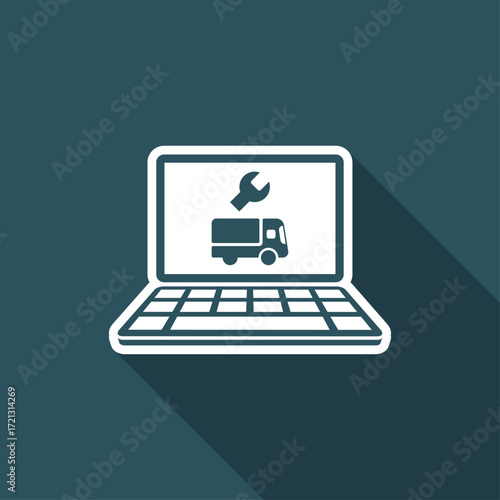 Online truck assistance - Vector flat icon