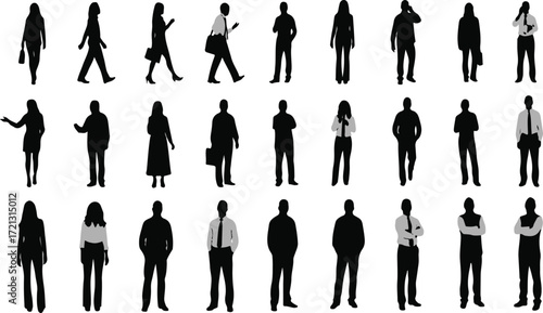 Silhouette People Collection - Diverse Men and Women Figures for Business Presentations, Infographics and Design Elements