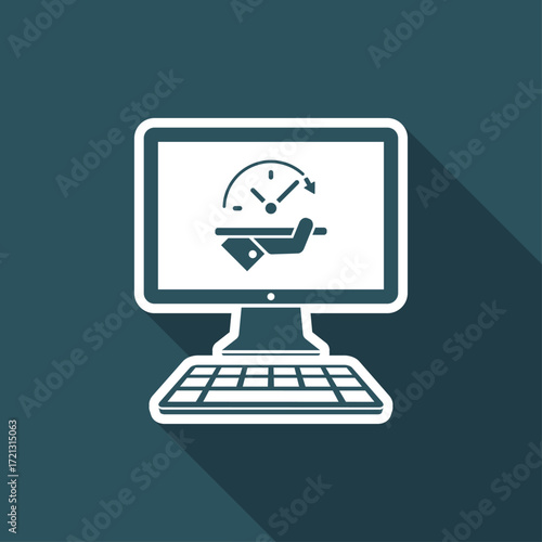 High speed performances computer online - Vector flat icon
