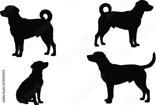 Dog silhouette vector pack pet animal canine breed illustration