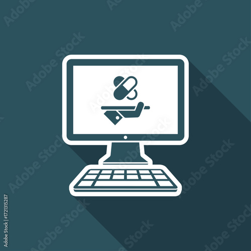 Pharmacy online services - Vector flat icon