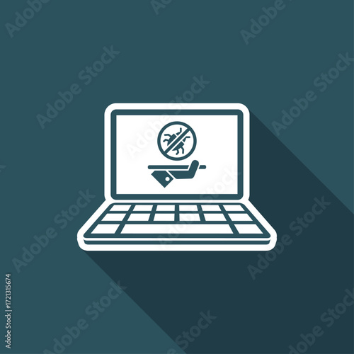 Computer antivirus services - Vector flat icon