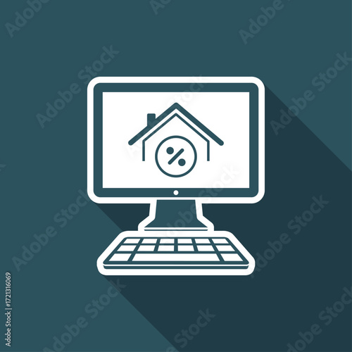 Evaluation of the house percentage value - Vector icon of computer application