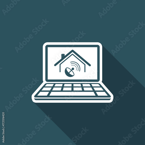 Home satellite receiver - Vector icon for computer website or application