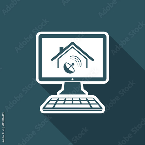 Home satellite receiver - Vector icon for computer website or application