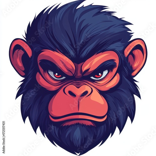 Wallpaper Mural Stylized depiction of an intense looking gorilla head with vivid colors and sharp features Torontodigital.ca