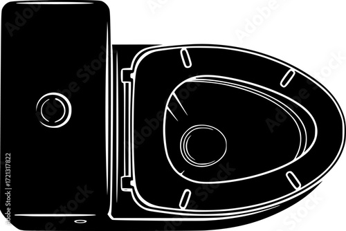 a toilet, silhouette, bathroom fixture, black and white vector illustration

