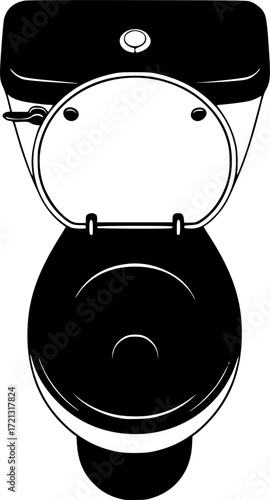 a toilet, silhouette, bathroom fixture, black and white vector illustration

