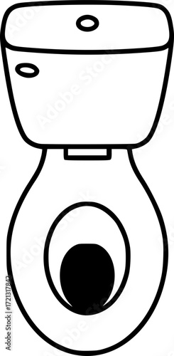a toilet, silhouette, bathroom fixture, black and white vector illustration

