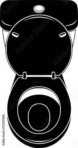 a toilet, silhouette, bathroom fixture, black and white vector illustration

