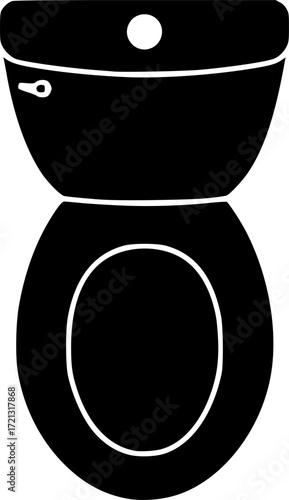 a toilet, silhouette, bathroom fixture, black and white vector illustration

