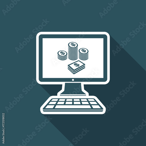 Pile of dollars - Vector icon for computer website or application