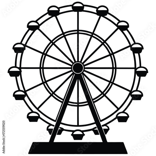 Classic ferris wheel amusement park ride silhouette