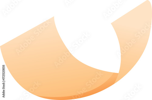 Smooth curved sheet of orange paper floating in the air, creating a dynamic and elegant visual