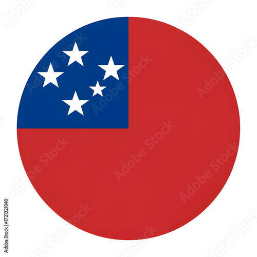 Samoa's vibrant flag displayed in a circle, perfect for travel themes, cultural projects, and patriotic designs Free Download Samoa's vibrant flag displayed in a circle, perfect for travel themes, cultural projects, and patriotic designs - GFXLoad