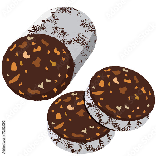 chocolate salami, chocolate sausage dessert with nuts.
