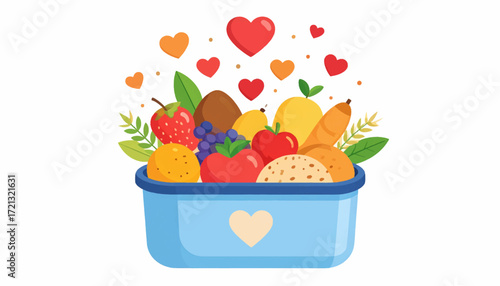 Healthy Food Basket A Delicious and Nutritious Collection of Fruits and Vegetables with Love