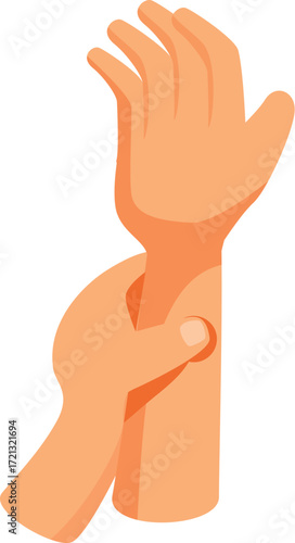 Hand gently holding wrist, suggesting pain, injury, or a need for support, isolated on white background