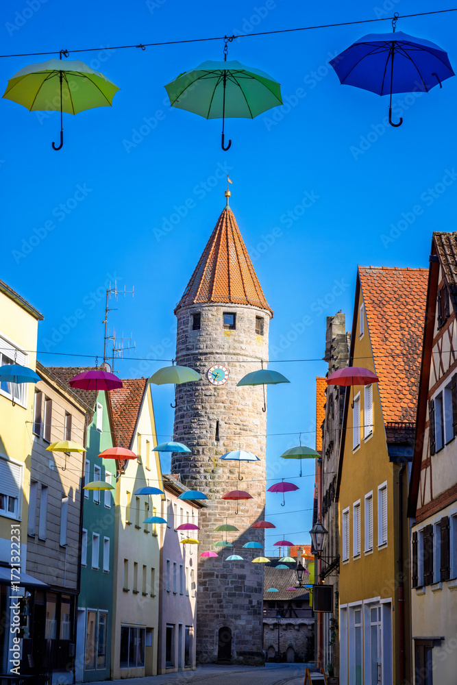Fototapeta premium Historic tower in the city of Gunzenhausen