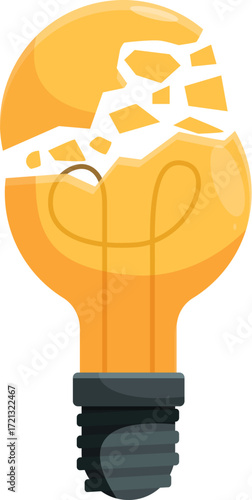Broken light bulb is representing a lack of ideas, a mental block, or a failure in a creative process