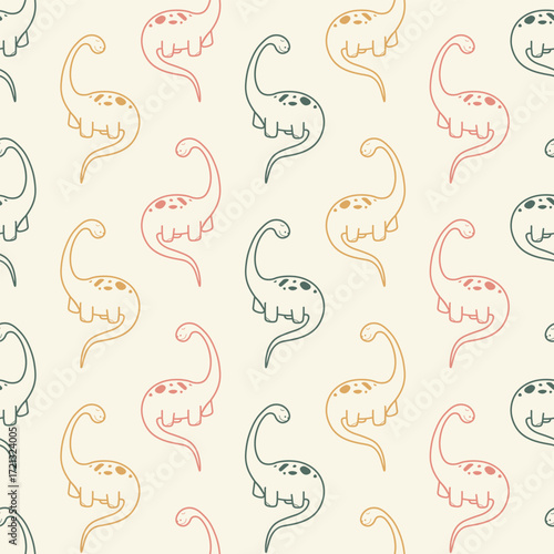 Pastel Dino Seamless Pattern for Baby Products