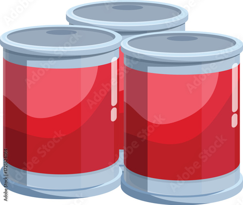 Three vibrant red paint cans stand ready for use, promising a fresh coat of color and a transformed space