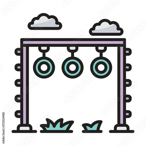 A shooting range with targets and clouds