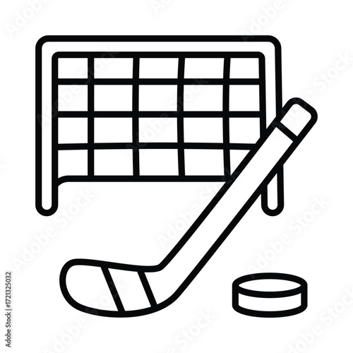 Rink Hockey doodle icon EPS 10 file