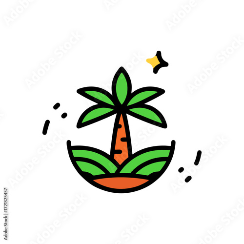 Professional palm farm logo for oil production industry and agriculture business branding including tropical leaf element and natural growth farm field icon for corporate identity