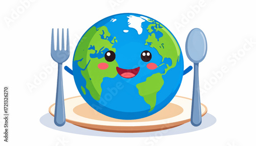 Earth's Mealtime A Playful Illustration of Environmental Awareness and Global Responsibility