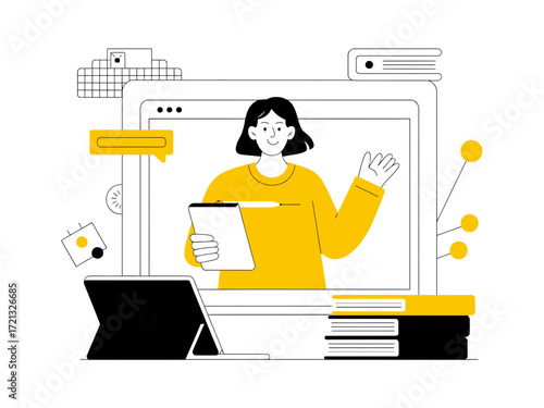 Engaging online learning experience with a tutor, digital education platform promoting remote teaching and personalized learning for student success