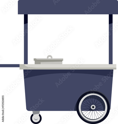 Street food cart ready for preparing and serving fast food in a public place
