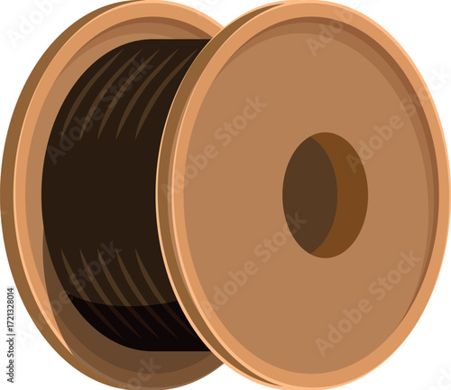 Cable spool holding wrapped electrical wire, creating a neat and organized storage solution