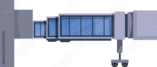 Telescopic jet bridge facilitating airplane boarding and disembarking process at airport terminal